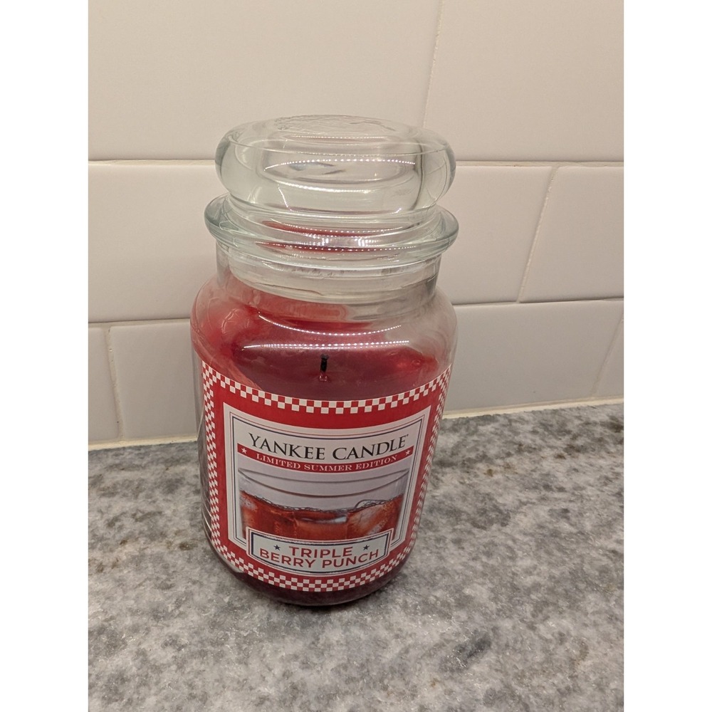 Yankee Candle TRIPLE BERRY PUNCH 22oz Large Jar Limited Edition Mostly Full